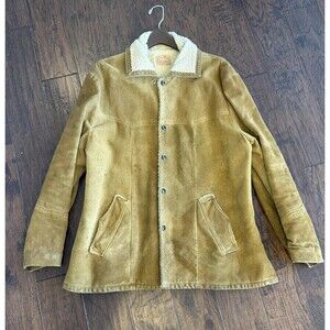 VTG Joo Kay Men’s L 46 Brown Suede Leather Faux Shearling Lined Western Jacket